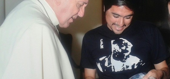 Encuentro de un militante del Sector de Trabajadores (SETRAC)  de la Acción Católica Argentina con el Papa Francisco