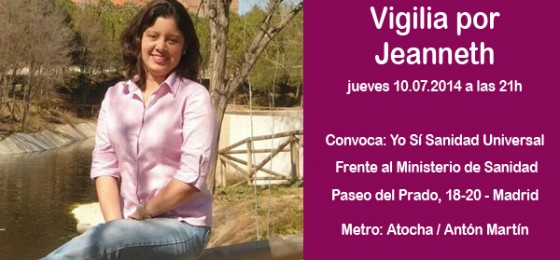 Madrid: Vigilia por Jeanneth, víctima de la exclusión sanitaria