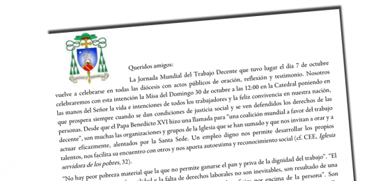 Carta Pastoral del obispo de Cádiz y Ceuta sobre el trabajo decente