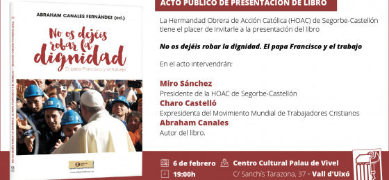 Vall d’Uixó | La HOAC presenta un libro sobre el papa Francisco y el trabajo