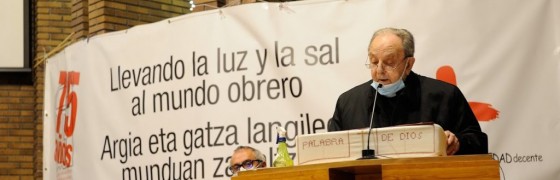 Intervención de Juan María Uriarte, obispo emérito de San Sebastián, en la clausura del 75 aniversario de la HOAC en Bilbao