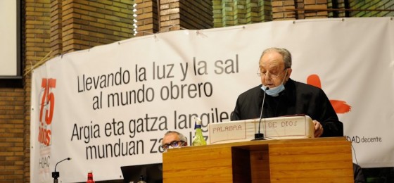 Intervención de Juan María Uriarte, obispo emérito de San Sebastián, en la clausura del 75 aniversario de la HOAC en Bilbao